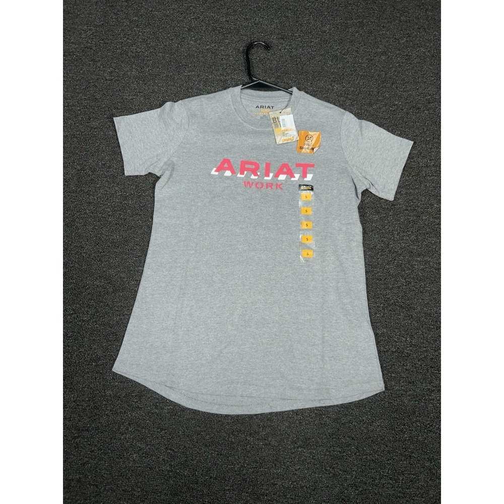 New Ariat Rebar Cotton Strong Logo T Shirt Women's Small Gray Short Sleeve Crew